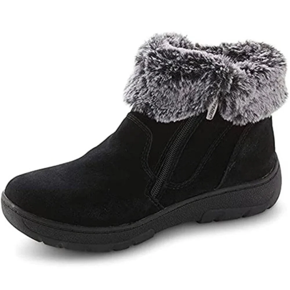 Khombu Women's Jessica Ankle Boots Faux Fur Shearling Lining-Size 6M